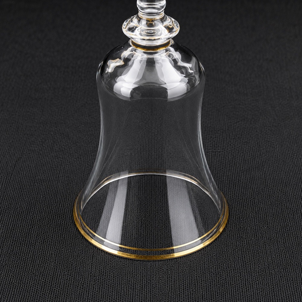 Mikasa Jamestown 4 Gold Crystal Wine Glasses Optic Ribbed Gold Rim 8.75" - Picture 10 of 11